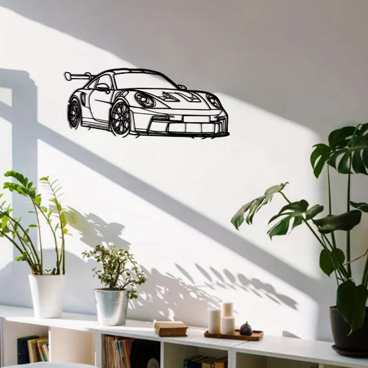 1pc for Supercar Metal Wall Art - 15.75" x 6.32" Modern Iron Home Decor Sign, Dynamic Racing Car Outline Sculpture, Car Decor