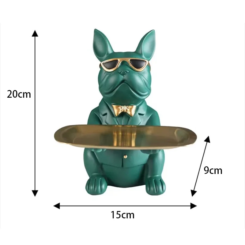 Multi Functional Bulldog Tray Animal Statue Creative Ornament Living Room Bedroom Miscellaneous Storage Home Decoration