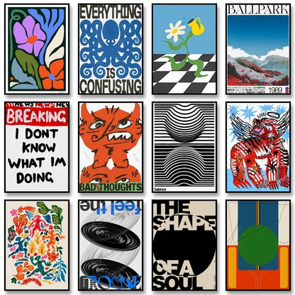 Retro Abstract Nourishing Soul Classic Wall Art,  Canvas Print Poster, Suitable for Home, Living Room, Room Decoration Painting